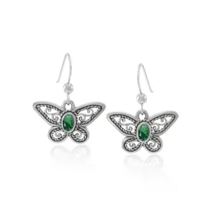Butterfly Earrings with Emerald