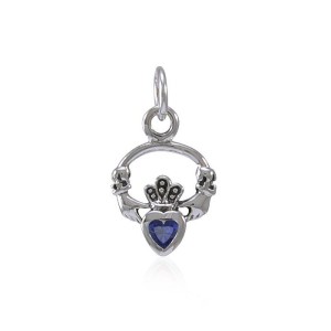 Celtic Claddagh Sapphire Birthstone Charm