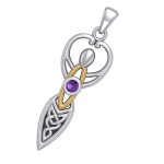 Celtic Goddess Pendant with Gold and Amethyst