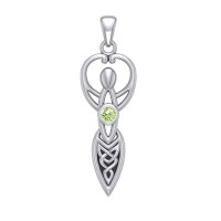 Celtic Goddess Pendant with Peridot Birthstone