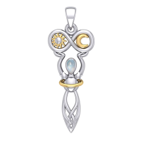 Celtic Goddess of Infinite Universe Pendant with Rainbow Moonstone