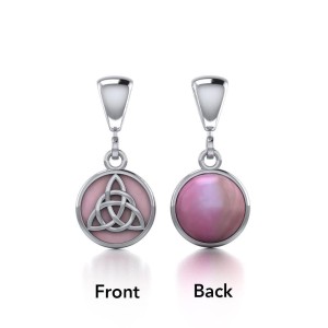 Celtic Interlaced Triquetra Pink Shell Flip Pendant