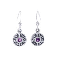 Celtic Knot Round Earrings with Amethyst