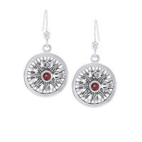 Celtic Knots Compass Hook Earrings with Garnet