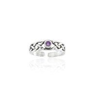 Celtic Knotwork Amethyst Silver Toe Ring