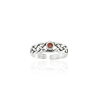 Celtic Knotwork Garnet Silver Toe Ring