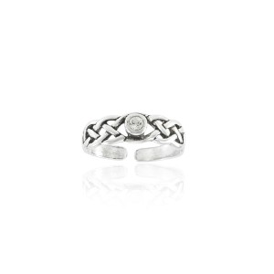 Celtic Knotwork White Cubic Zirconia Silver Toe Ring