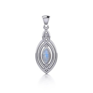 Celtic Knotwork Inspired Pendant with Rainbow Moonstone