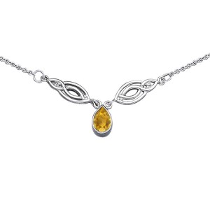 Celtic Knotwork Spiral Citrine Necklace