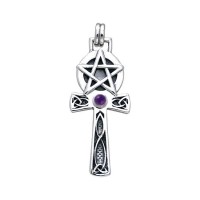 Celtic Knot Pentagram Ankh with Amethyst Pendant