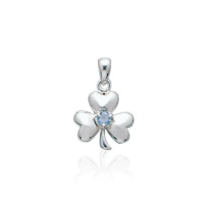 Celtic Shamrock Silver Aquamarine Pendant