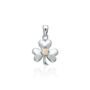 Celtic Shamrock Silver Mother of Pearl Pendant