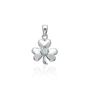 Celtic Shamrock Silver Opal Pendant