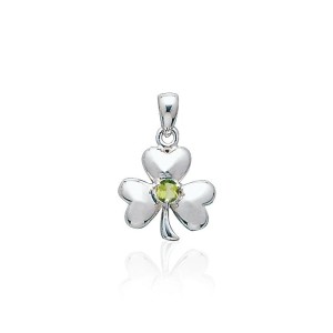 Celtic Shamrock Silver Peridot Pendant