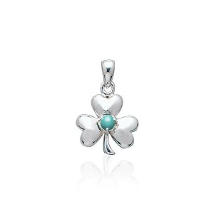 Celtic Shamrock Silver Turquoise Pendant