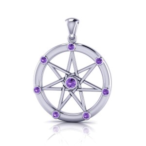 Elven Star Silver and Amethyst Gem Pendant