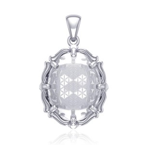 Flower of Life Natural Clear Quartz Pendant