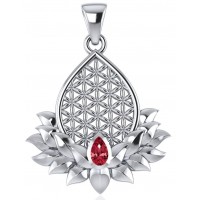 Lotus Flower of Life Garnet Pendant