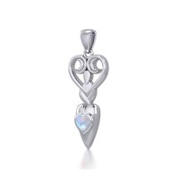 Goddess with Rainbow Moonstone Heart Pendant