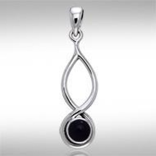 Infinity Black Cubic Zirconia Cabochon Pendant