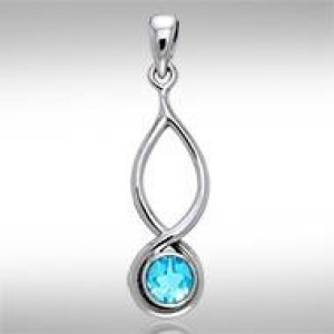 Infinity Blue Topaz Cabochon Pendant