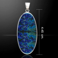 Large Oval Azurite Cabochon Pendant