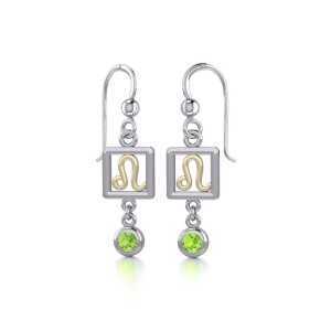 Leo Zodiac Sign Earrings with Peridot