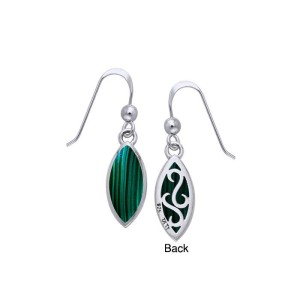 Marquise Malachite Cabochon Filigree Earrings