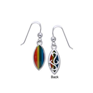 Marquise Rainbow Cabochon Filigree Earrings