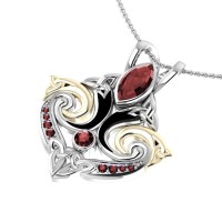 Modern Celtic Triquetra Pendant with Garnet