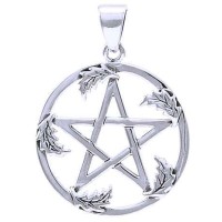 Oak Leaf Pentacle Sterling Silver Pendant