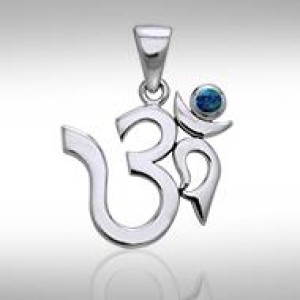 Om Sterling Silver Azurite Pendant