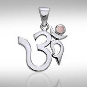 Om Sterling Silver Pink Shell Pendant