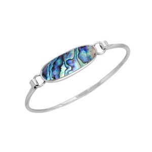 Oval Abalone Cabochon Silver Bracelet