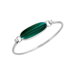 Oval Malachite Cabochon Silver Bracelet