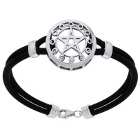 Pentagram Moon Phase Sterling Silver Bracelet