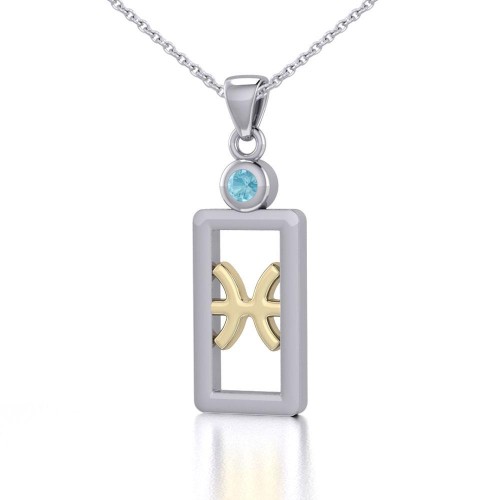 Pisces Pendant with Aquamarine Jewelry Set