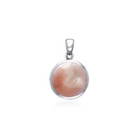 Rainbow Disc Pink Shell Cabochon Pendant