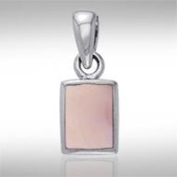 Rectangle Pink Shell Cabochon Pendant