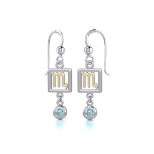 Scorpio Zodiac Sign Earrings with Blue Topaz