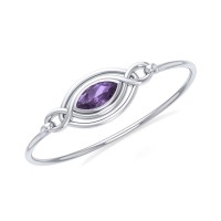 Celtic Knots Amethyst Silver Bangle Bracelet