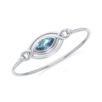 Celtic Knots Blue Topaz Silver Bangle Bracelet