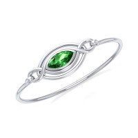 Celtic Knots Emerald Silver Bangle Bracelet