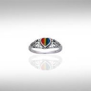 Starfish Rainbow Inlaid Heart Ring