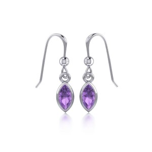 Amethyst Marquise Cabochon Dangle Earrings