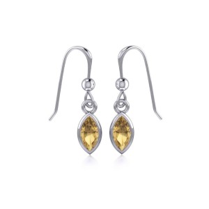 Citrine Marquise Cabochon Dangle Earrings