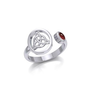 Triquetra Ring with Garnet Gemstone