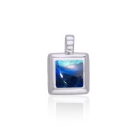 Azurite Small Square Cabochon Pendant