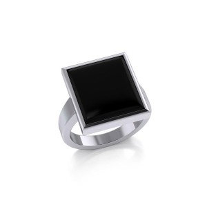 Black Onyx Modern Square Ring