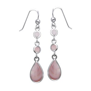 Teardrop Pink Shell Cabochon Earrings